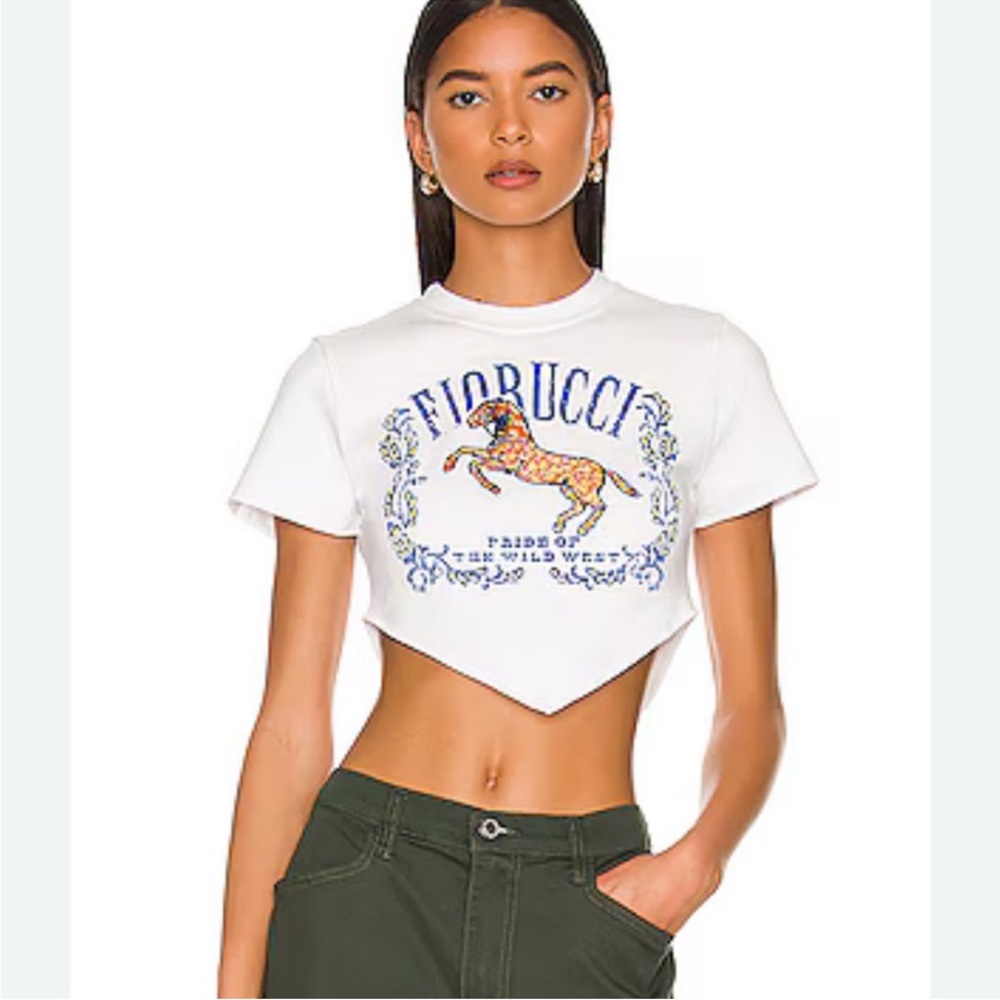 Fiorucci White Graphic Crop Top